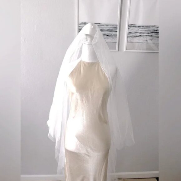 Two-tier Cathedral Pearl Wedding Veil with Comb